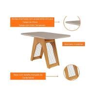 Mesa para Cozinha Carol + Tampo Madeirado Vidro 130x80cm Nature/Off White - Cimol - 6