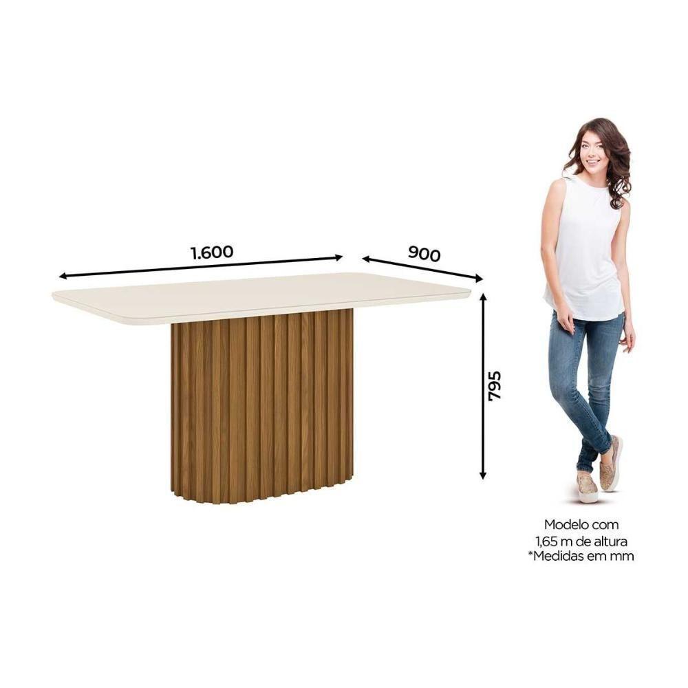 Mesa para Cozinha Solana SC68 + Tampo Madeirado Vidro Curvo 160x90cm Nature/Off White - Henn - 3