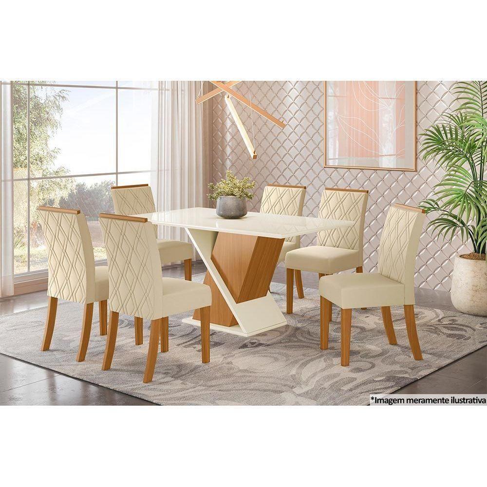 Mesa para Cozinha Solus SC28 + Tampo Madeirado Reto 160x90cm Nature/Off White - Henn - 2