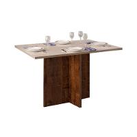 Mesa para Cozinha Hera + Tampo Madeirado Vidro Reto 120x90cm Freijó/Off White - DJ Móveis