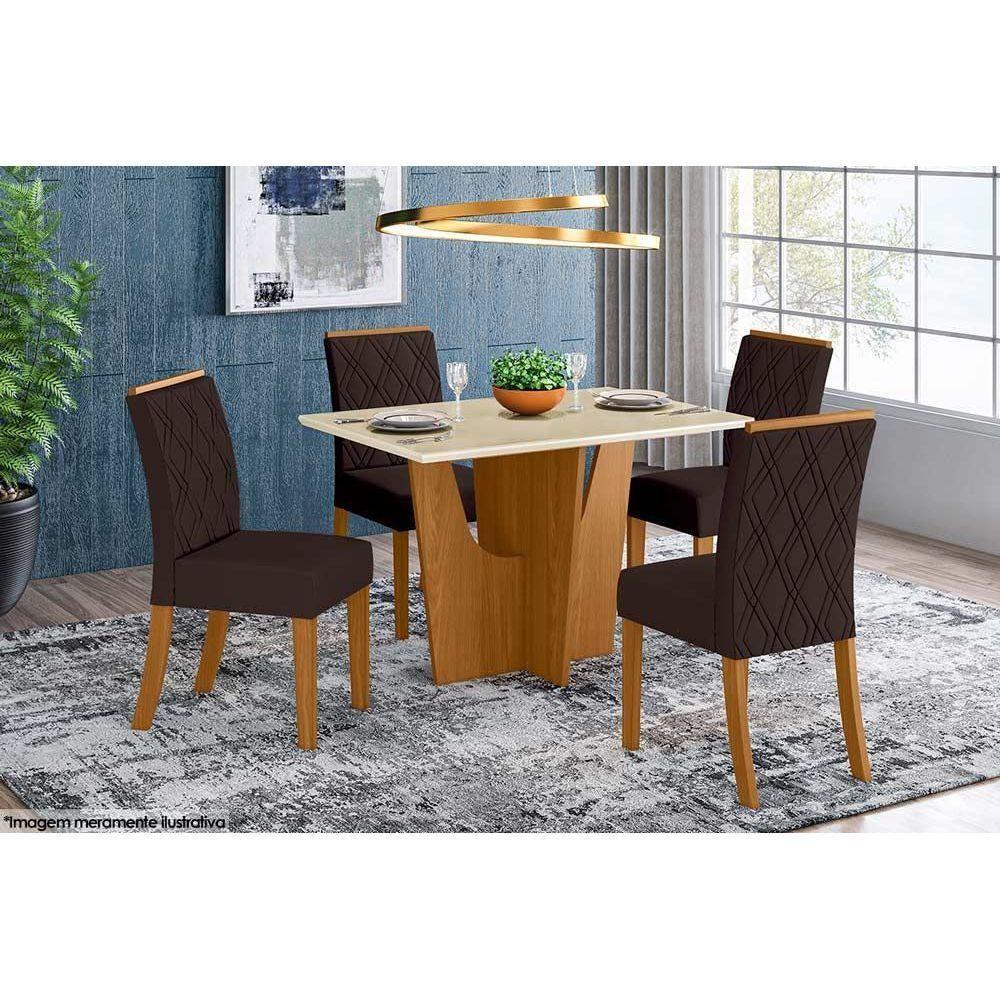 Mesa para Cozinha Vértice SC37 + Tampo Madeirado Reto 120x80cm Nature/Off White - Henn - 2