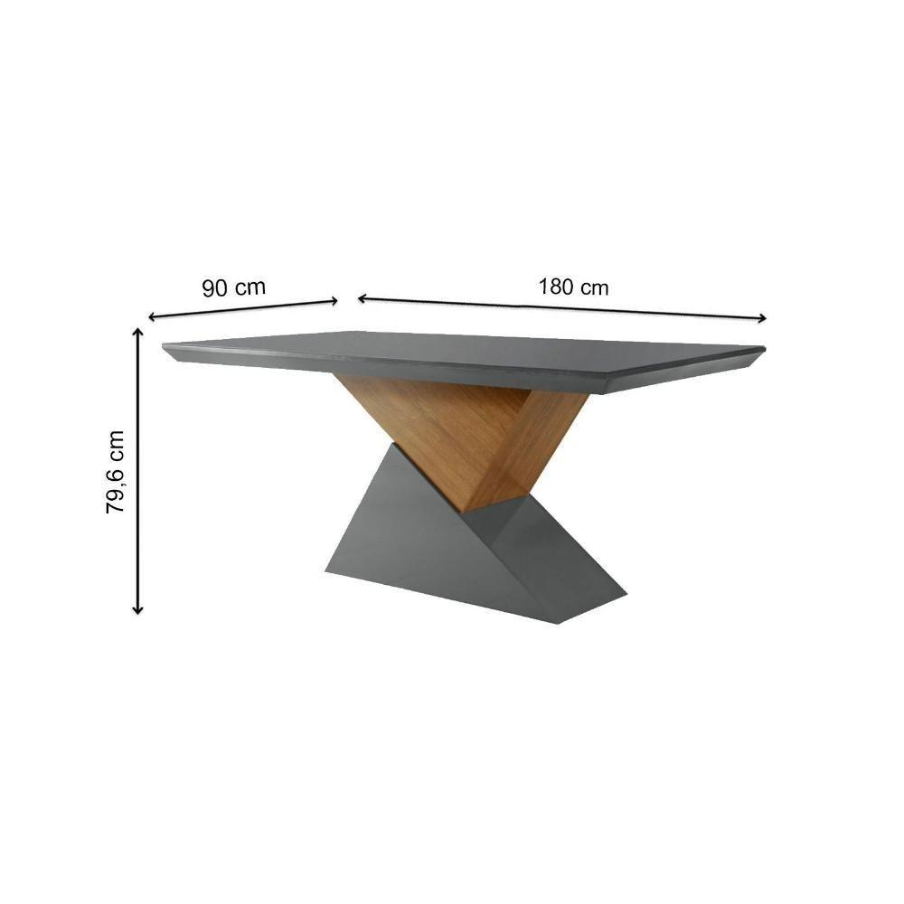 Mesa para Cozinha Dubai + Tampo Madeirado Vidro Reto 180x90cm Imbuia/Off White - Rufato - 5