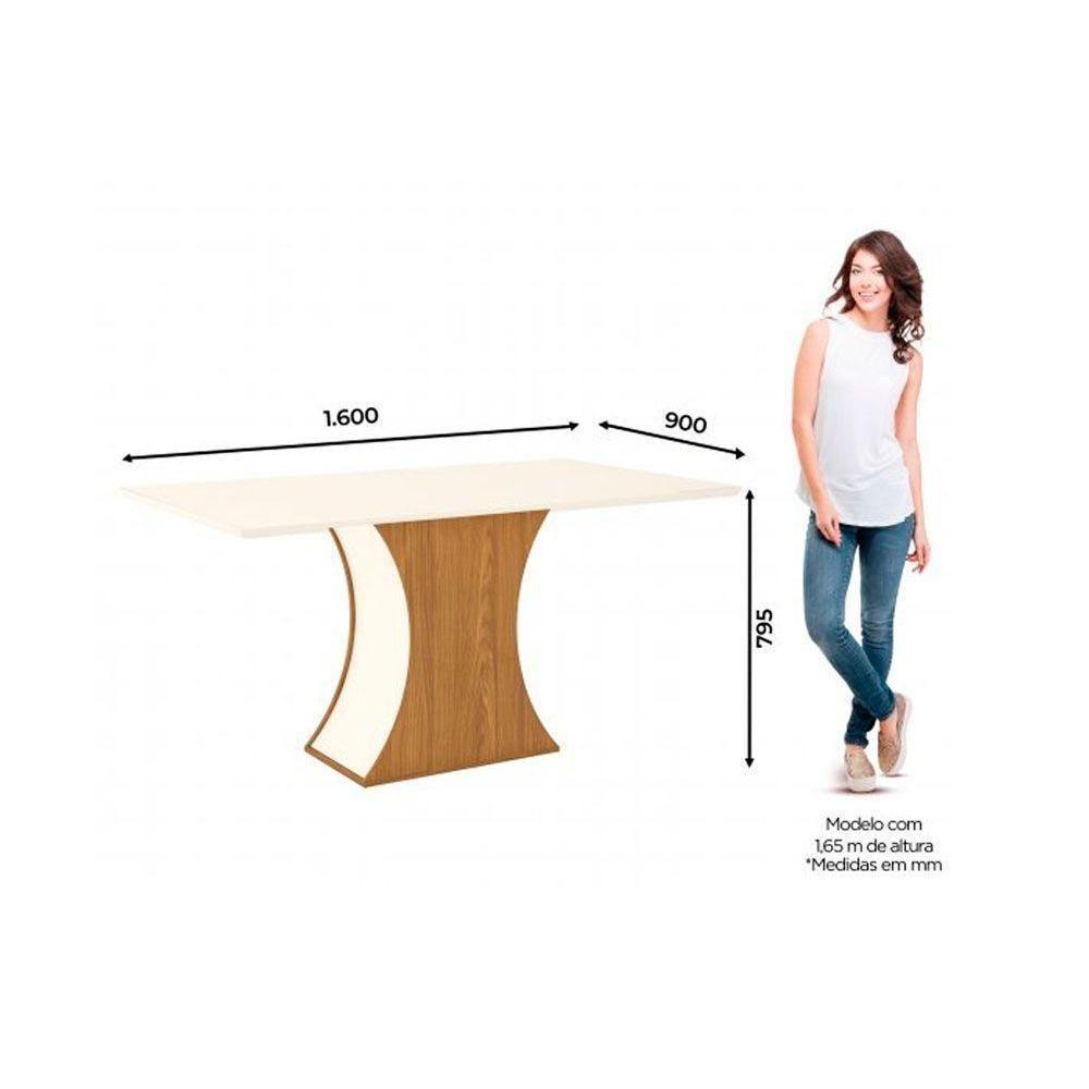 Mesa para Cozinha Luiza SC14 + Tampo Madeirado Vidro Reto 160x90cm Nature/Off White - Henn - 2