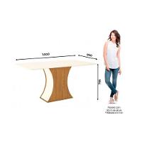 Mesa para Cozinha Luiza SC14 + Tampo Madeirado Vidro Reto 160x90cm Nature/Off White - Henn - 2