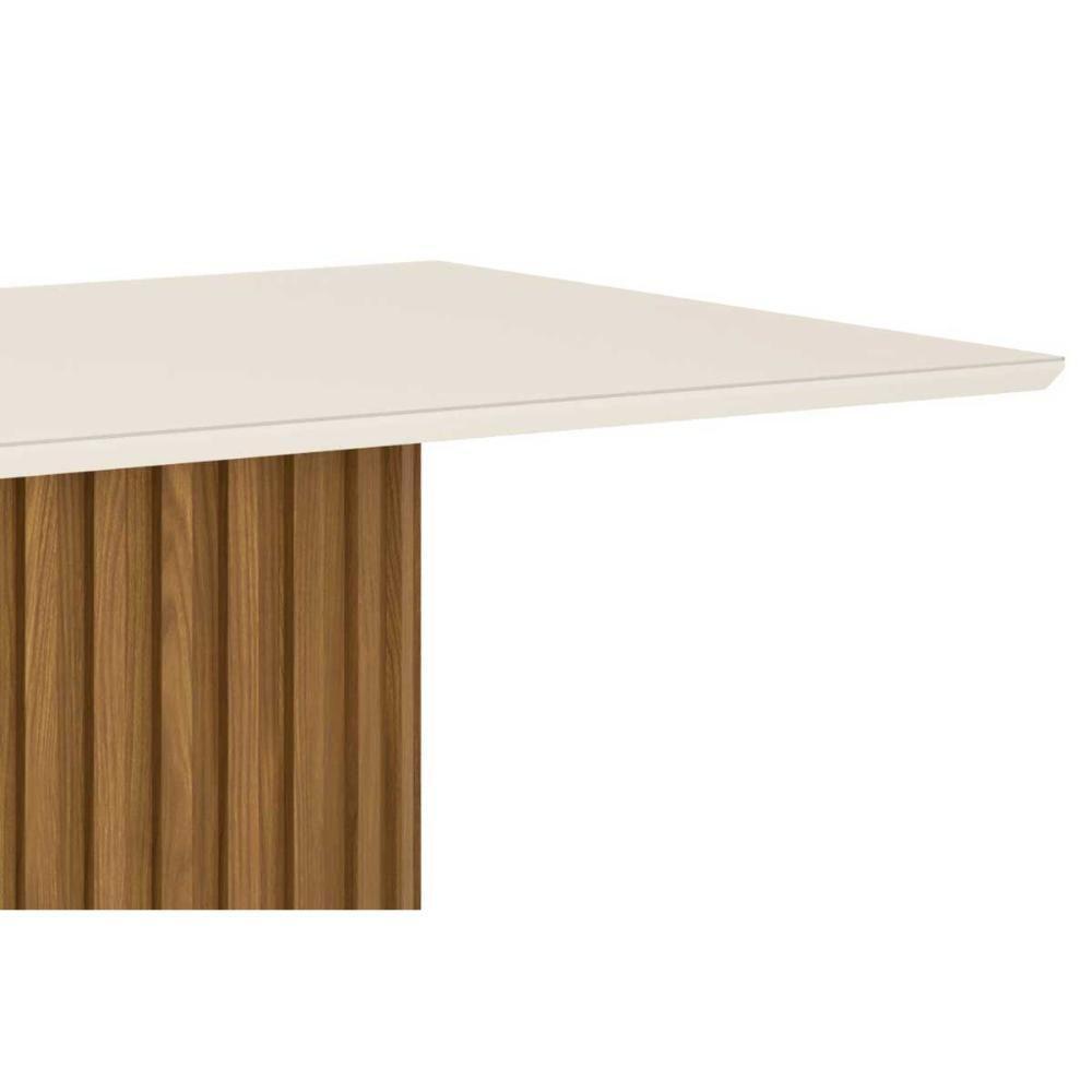 Mesa de Sala Jantar Solana SC67 + Tampo Madeirado Vidro Reto 160x90cm Nature/Off White - Henn - 4