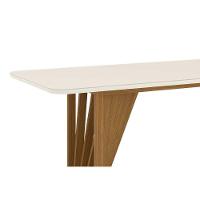 Mesa de Sala Jantar Adriana SC46 + Tampo Madeirado Vidro Curvo 200x80cm Nature/Off White - Henn - 2