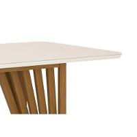 Mesa de Sala Jantar Adriana SC46 + Tampo Madeirado Vidro Curvo 200x80cm Nature/Off White - Henn - 3