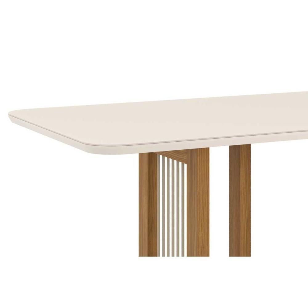 Mesa de Sala Jantar Yara SC77 + Tampo Madeirado Vidro Curvo 200x90cm Nature/Off White - Henn - 5