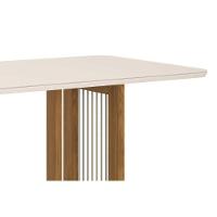 Mesa de Sala Jantar Yara SC77 + Tampo Madeirado Vidro Curvo 200x90cm Nature/Off White - Henn