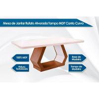 Mesa de Sala Jantar Alvorada + Tampo Madeirado Curvo 180x90cm Imbuia/Off White - Rufato - 3