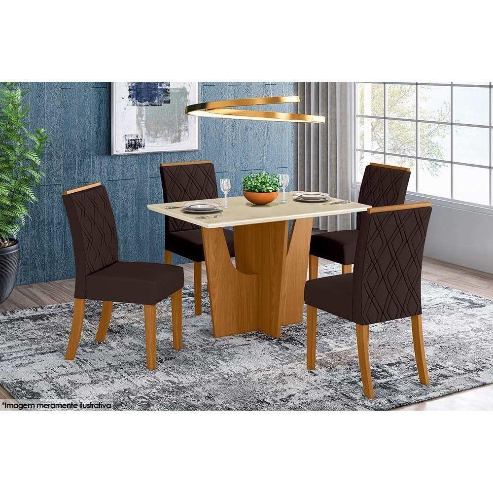 Mesa de Sala Jantar Vértice SC37 + Tampo Madeirado Reto 120x80cm Nature/Off White - Henn - 2