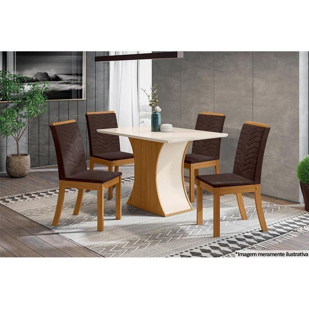 Mesa de Sala Jantar Luiza SC18 + Tampo Madeirado Reto 120x80cm Nature/Off White - Henn - 2