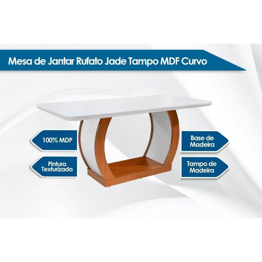 Mesa de Sala Jantar Jade + Tampo Madeirado Curvo 180x90cm Imbuia/Off White - Rufato - 3