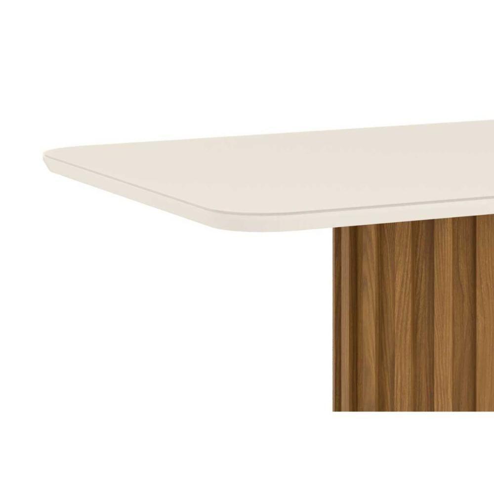 Mesa de Sala Jantar Solana SC68 + Tampo Madeirado Vidro Curvo 160x90cm Nature/Off White - Henn - 2