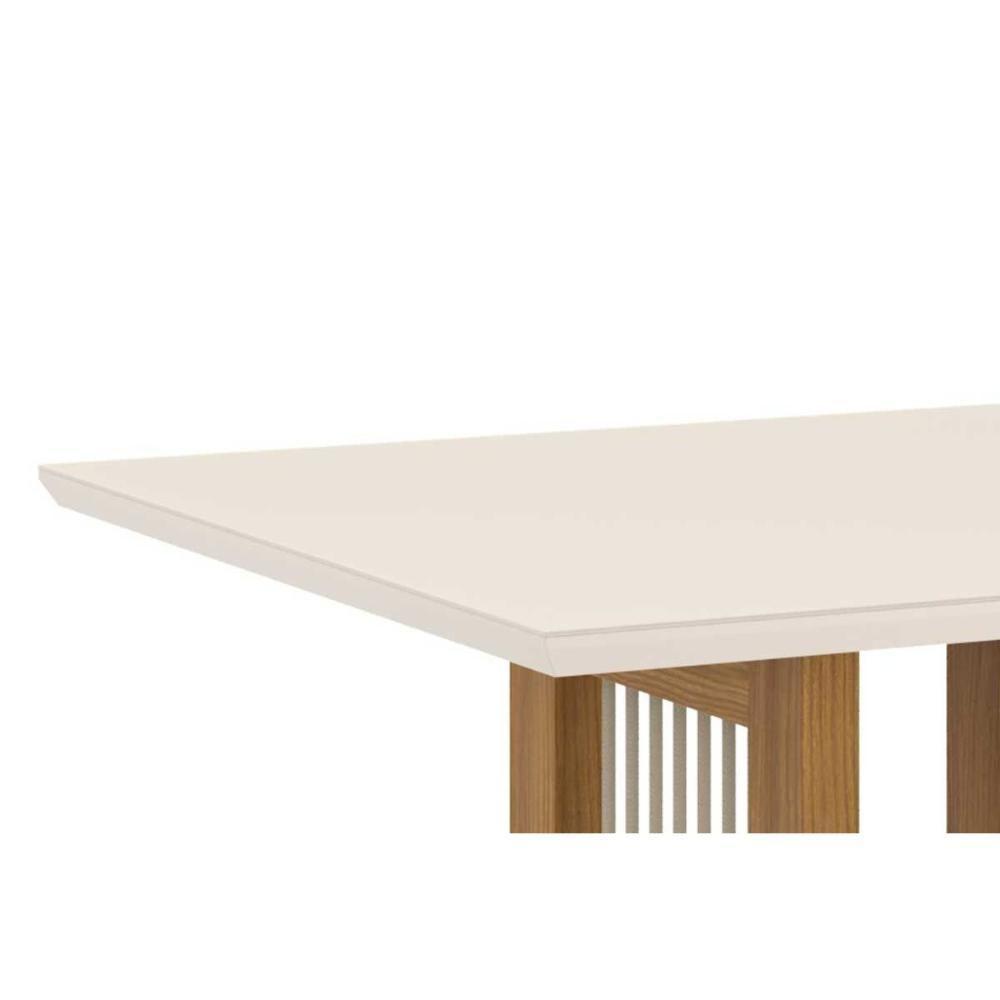 Mesa de Sala Jantar Yara SC78 + Tampo Madeirado Vidro Reto 160x90cm Nature/Off White - Henn - 2