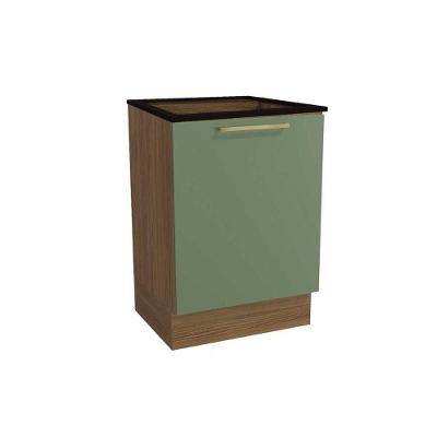 Balcão de Cozinha Botanic M629 1 Porta 60cm p/ Cooktop - Kappesberg Nogueira/Oliva/Preto - Kappesberg