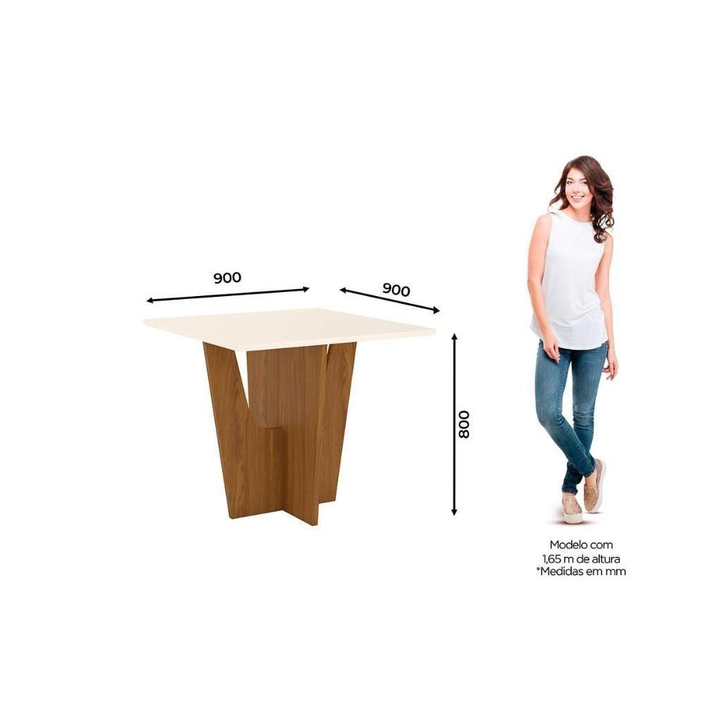 Mesa para Cozinha Vértice SC39 + Tampo Madeirado Reto 90x90cm Nature/Off White - Henn - 3
