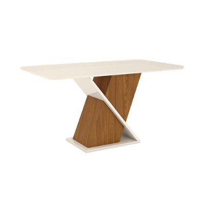Mesa de Sala Jantar Solus SC28 + Tampo Madeirado Reto 160x90cm Nature/Off White - Henn