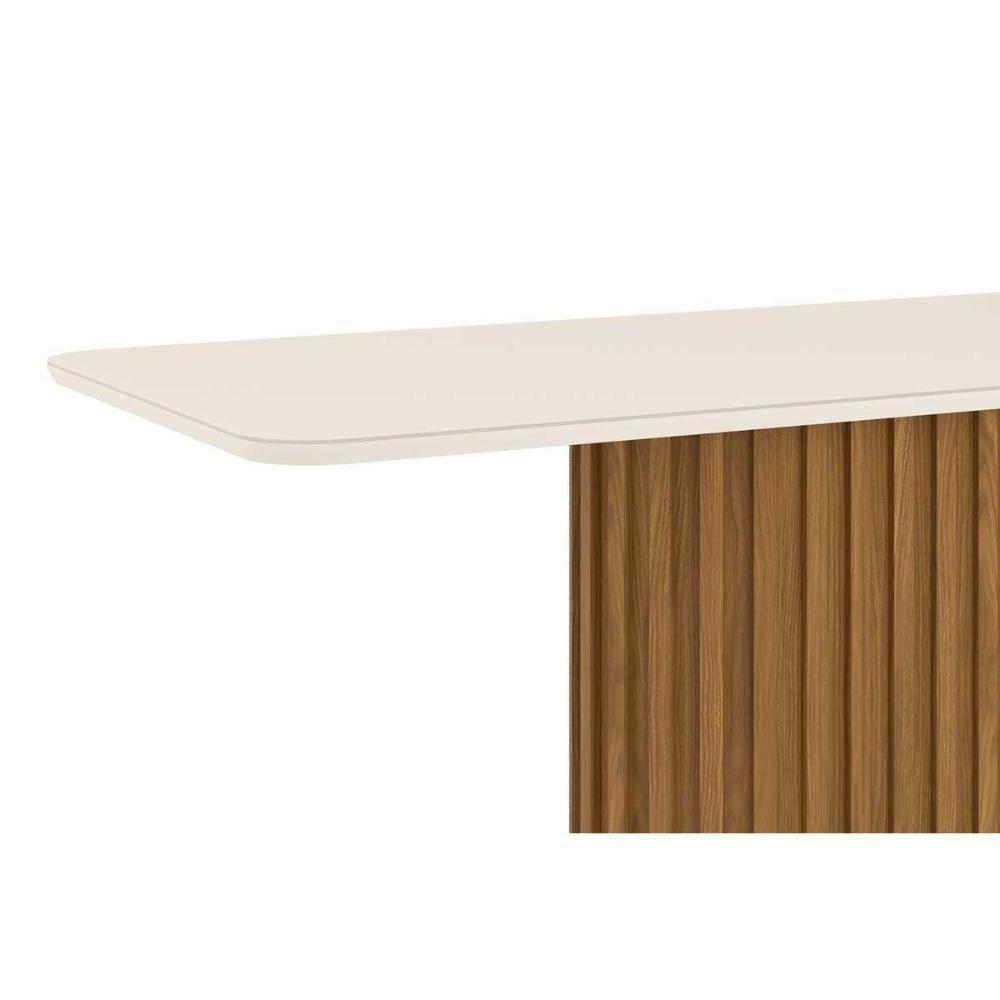 Mesa de Sala Jantar Solana SC66 + Tampo Madeirado Vidro Curvo 200x90cm Nature/Off White - Henn - 6