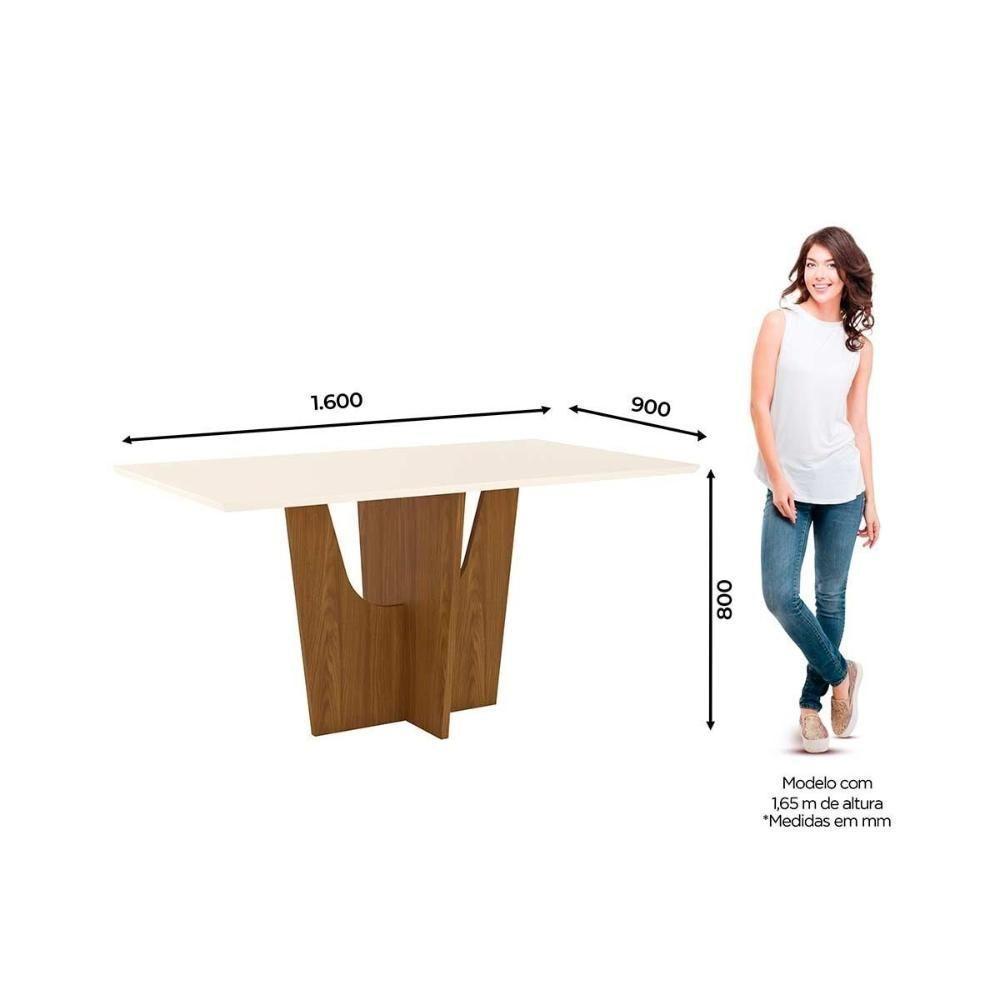 Mesa de Sala Jantar Vértice SC36 + Tampo Madeirado Reto 160x90cm Nature/Off White - Henn - 3