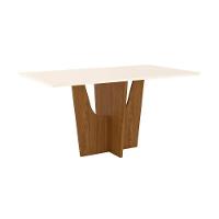 Mesa de Sala Jantar Vértice SC36 + Tampo Madeirado Reto 160x90cm Nature/Off White - Henn - 1