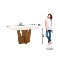 Mesa de Sala Jantar Vértice SC36 + Tampo Madeirado Reto 160x90cm Nature/Off White - Henn - 3