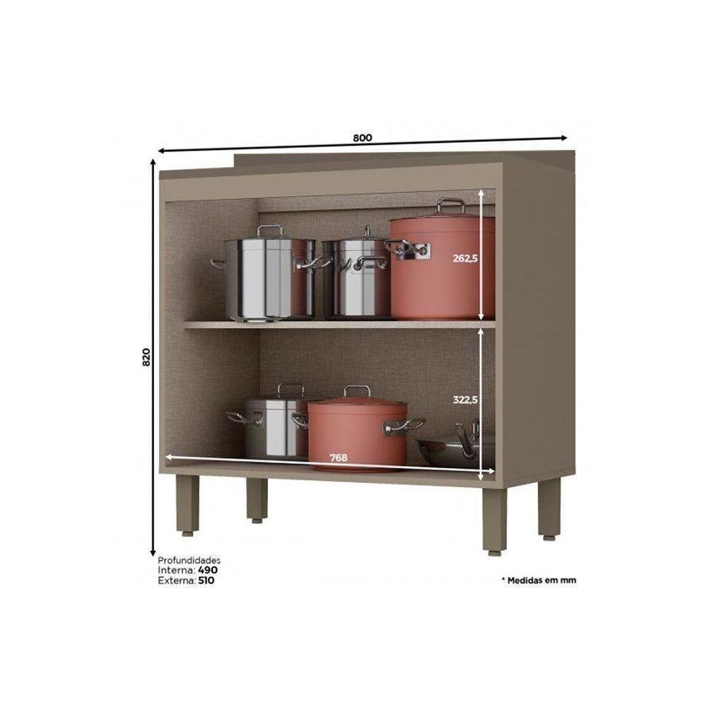 Balcão de Cozinha Connect 2 Portas c/Tampo Duna/Cristal - Henn - 2