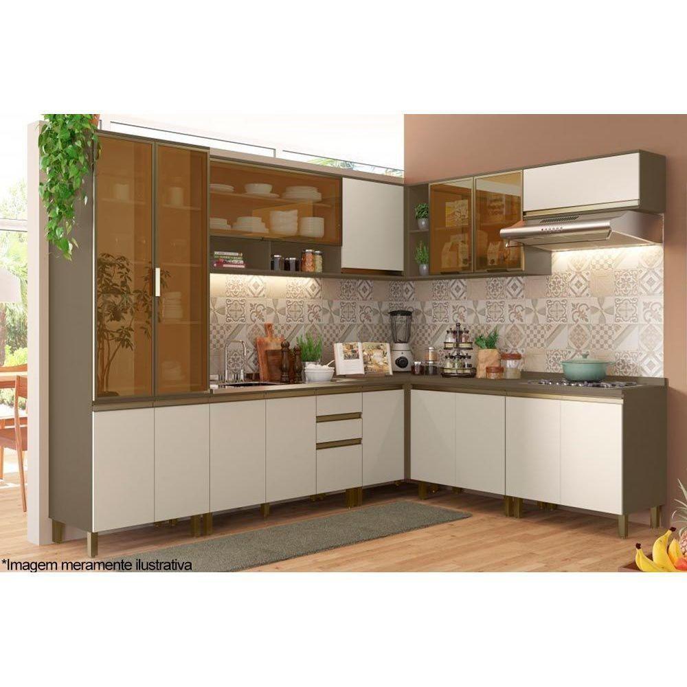 Balcão de Cozinha Modulado  Connect 2 Portas c/Tampo Duna/Cristal - Henn - 3