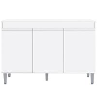 Balcão Gabinete De Pia Sem Tampo 120Cm 3 Portas Manu Branco - 1