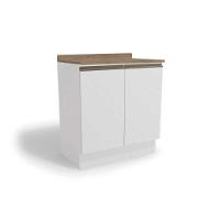 Balcão de Cozinha Maxxi G744 2 Portas c/ Tampo Nogal/Preto Brilho - Kappesberg - 5