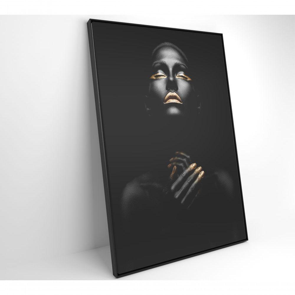 Quadro Mulher Negra Dourado Contraste 40x60 Cm Tecido Canvas - 5