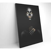 Quadro Mulher Negra Dourado Contraste 40x60 Cm Tecido Canvas - 9