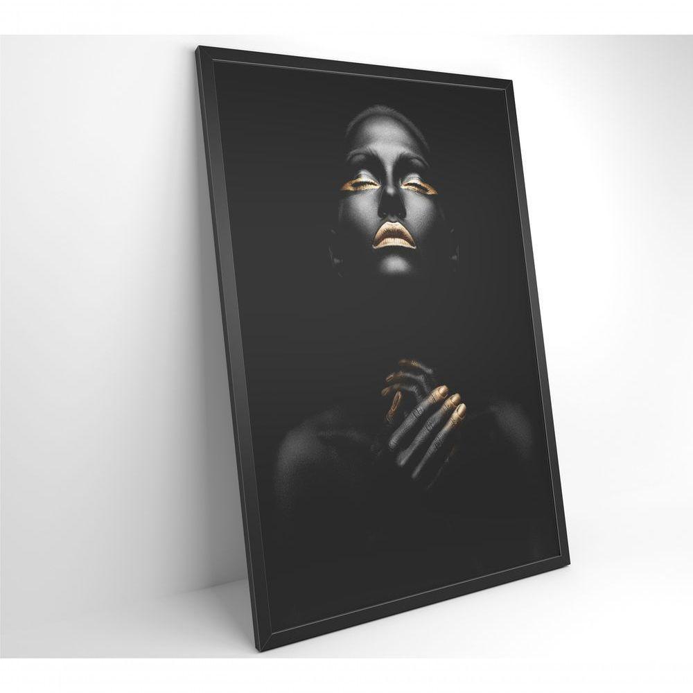 Quadro Mulher Negra Dourado Contraste 80x120 Cm Tecido Canvas - 6