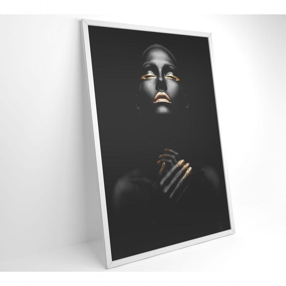 Quadro Mulher Negra Dourado Contraste 80x120 Cm Tecido Canvas - 7