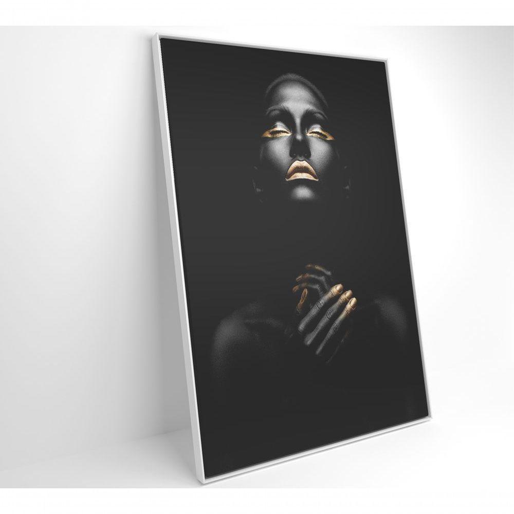 Quadro Mulher Negra Dourado Contraste 80x120 Cm Tecido Canvas - 8