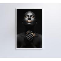 Quadro Mulher Negra Dourado Contraste 80x120 Cm Tecido Canvas - 3
