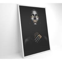 Quadro Mulher Negra Dourado Contraste 60x90 Cm Tecido Canvas - 7