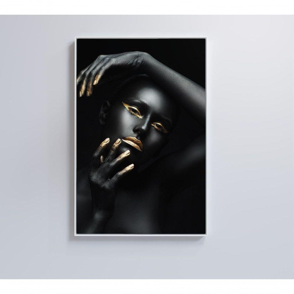 Quadro Mulher Negra Dourado 40x60 Cm Tecido Canvas - 4