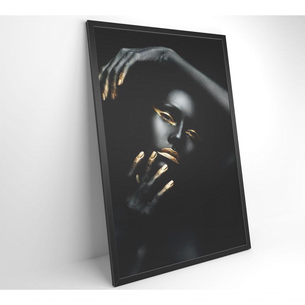 Quadro Mulher Negra Dourado 40x60 Cm Tecido Canvas - 5