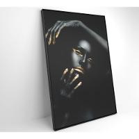 Quadro Mulher Negra Dourado 40x60 Cm Tecido Canvas - 7