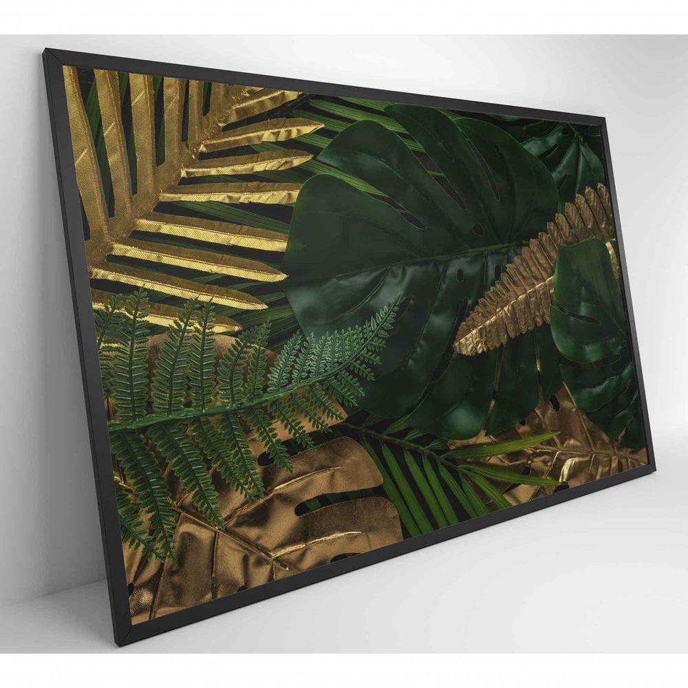 Quadro Folhas Verdes E Douradas 120x80 Cm Tecido Canvas - 4