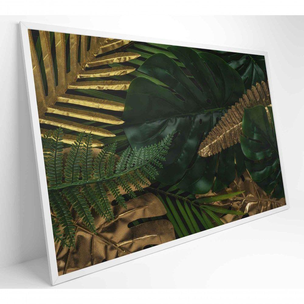 Quadro Folhas Verdes E Douradas 120x80 Cm Tecido Canvas - 8