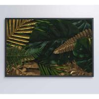 Quadro Folhas Verdes E Douradas 120x80 Cm Tecido Canvas - 2