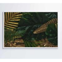 Quadro Folhas Verdes E Douradas 120x80 Cm Tecido Canvas - 6