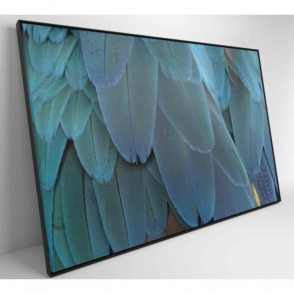 Quadro Penas Azuis 60x40 Cm Tecido Canvas - 4