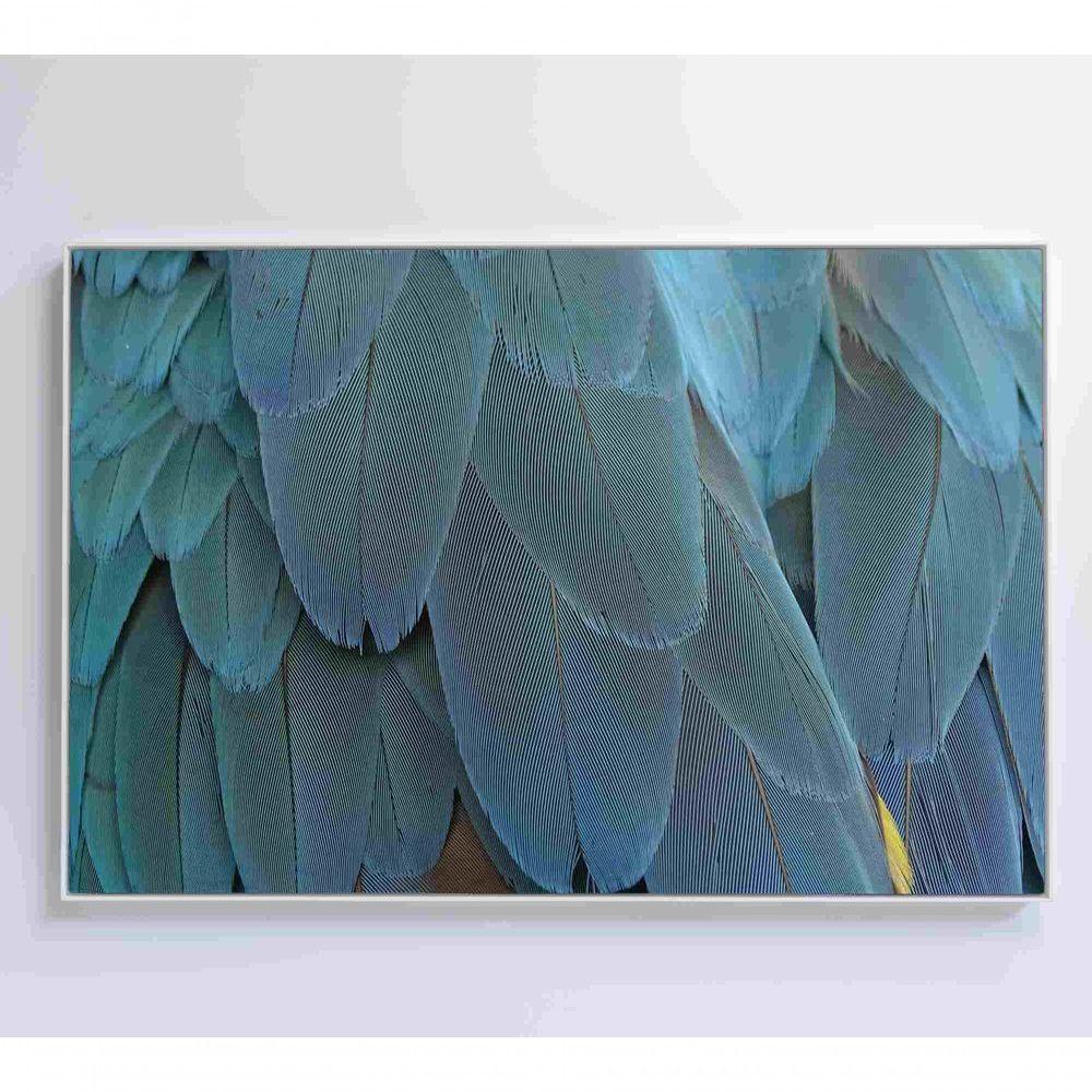 Quadro Penas Azuis 60x40 Cm Tecido Canvas - 6