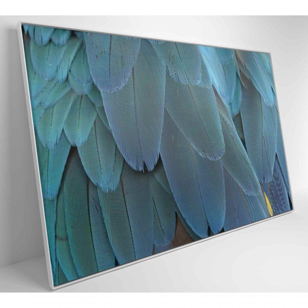 Quadro Penas Azuis 60x40 Cm Tecido Canvas - 7