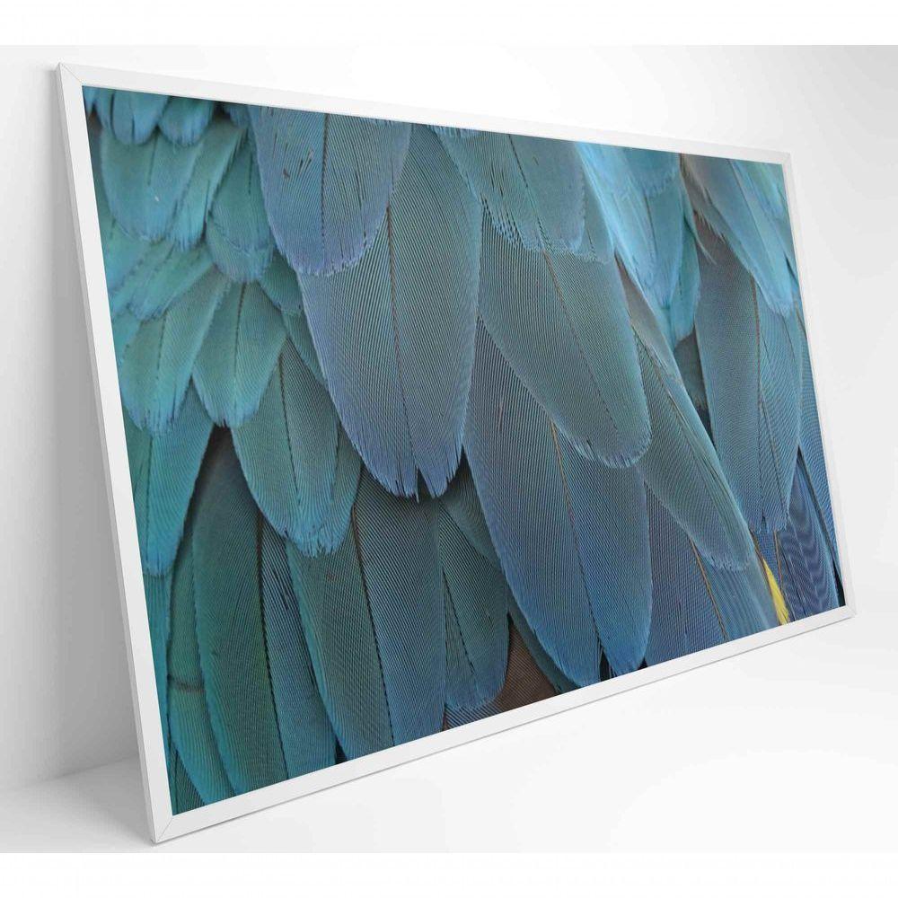 Quadro Penas Azuis 60x40 Cm Tecido Canvas - 8