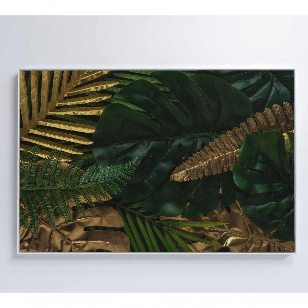 Quadro Folhas Verdes E Douradas 120x80 Cm Vidro Impresso - 5