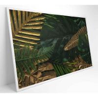 Quadro Folhas Verdes E Douradas 120x80 Cm Vidro Impresso - 8